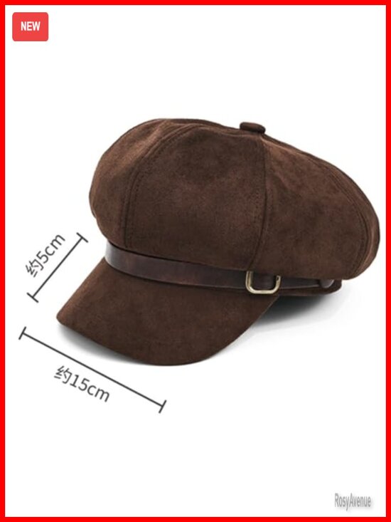 Suede Newsboy Cap Wool Baker Boy Hat Winter Vintage Belt Buckle main image 5